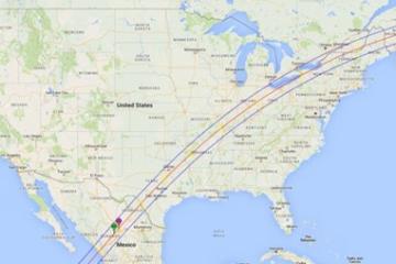 Map showing path of the eclipse