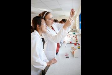 Students doing a chemistry practical